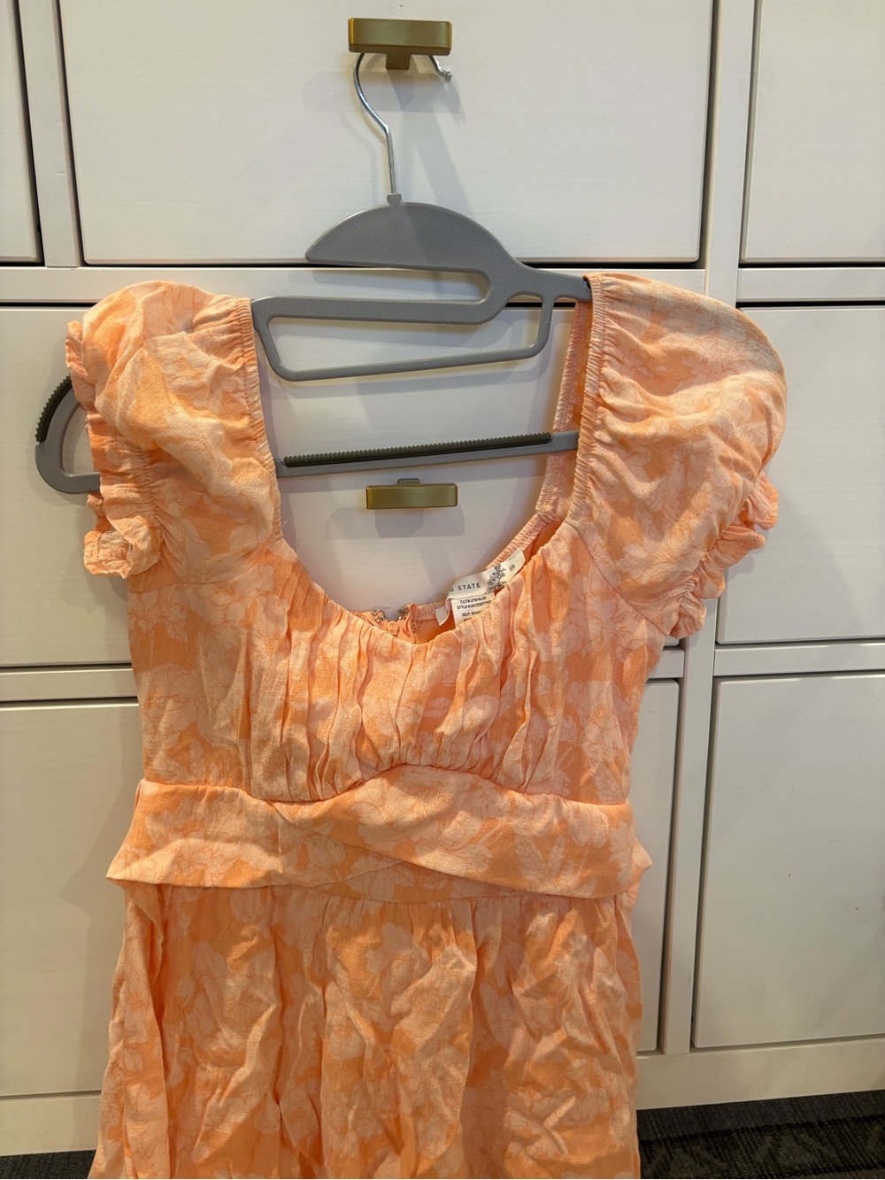 Altar'd State Peach Textured Square Neck Dress